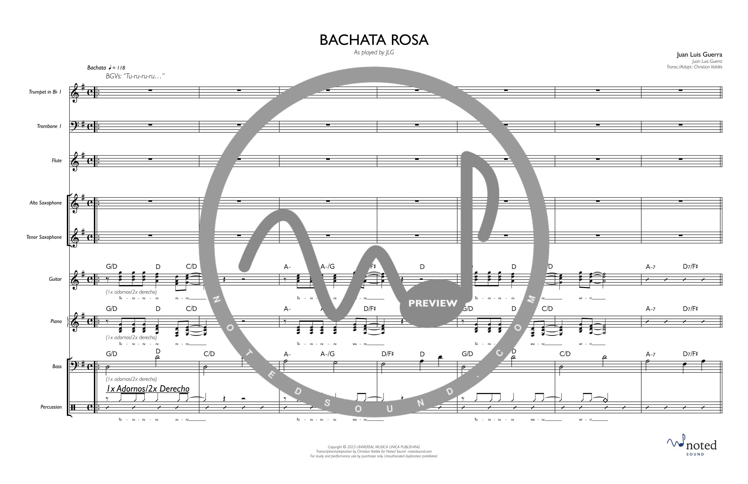 Bachata rosa — Full Score (watermarked preview)