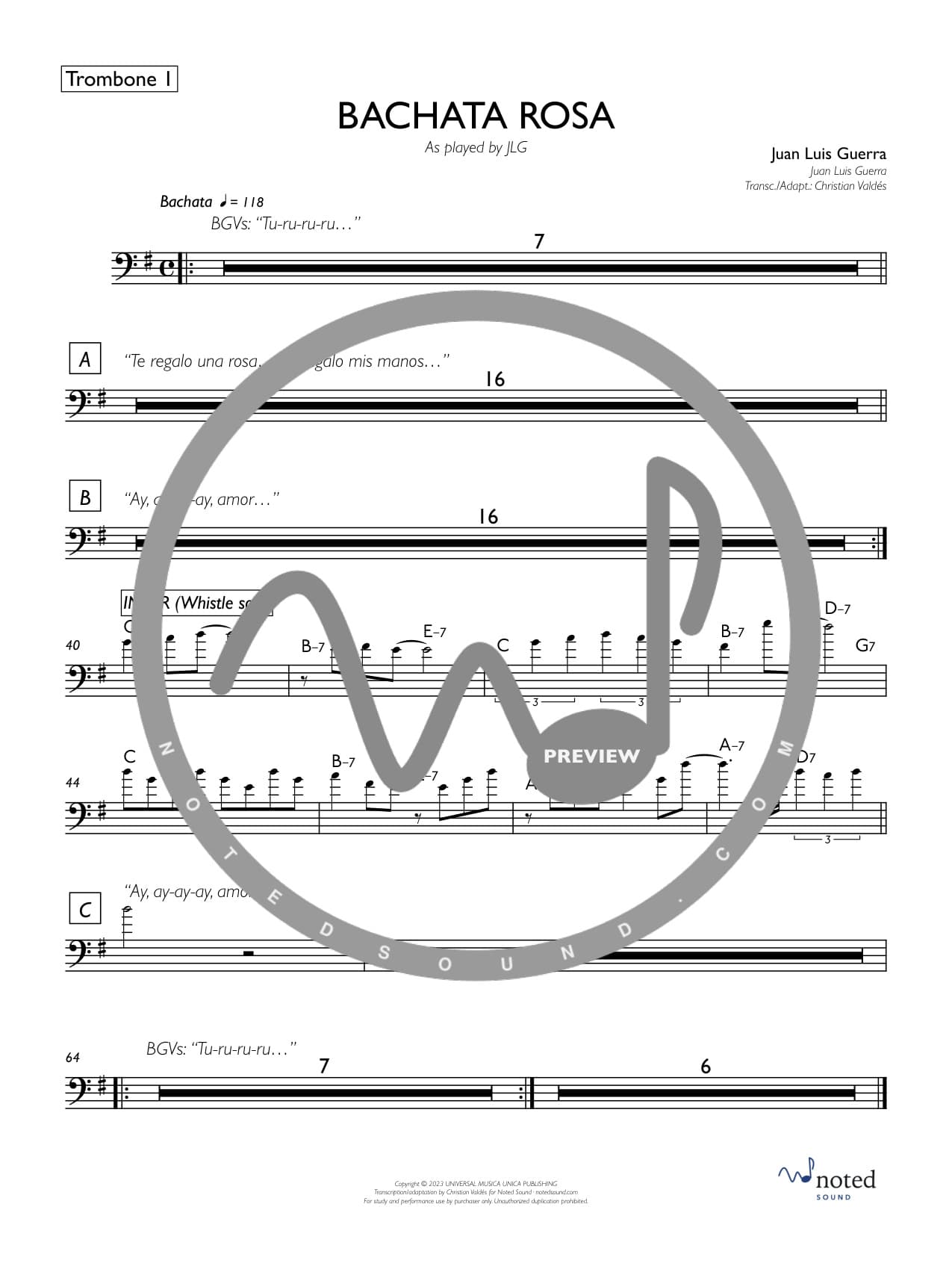 Bachata rosa — Trombone 1