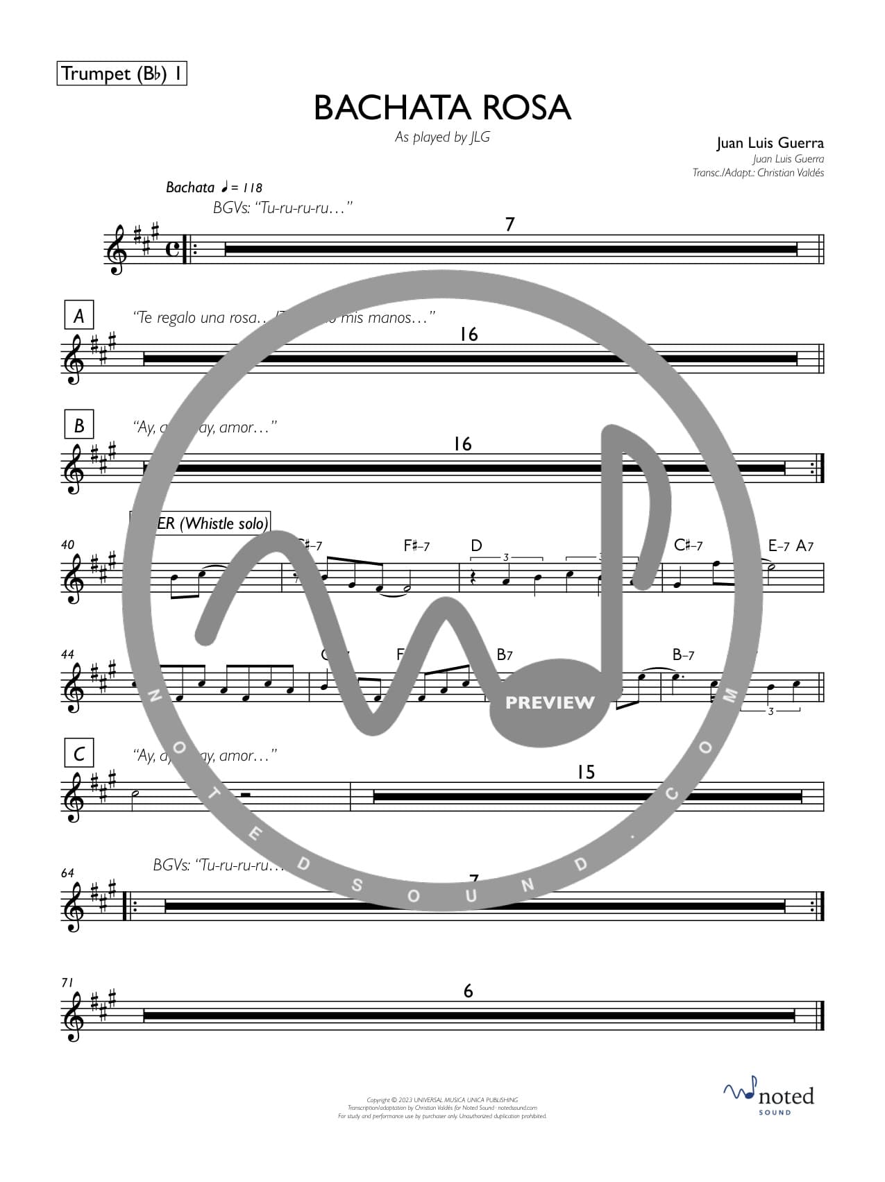 Bachata rosa — Trumpet 1