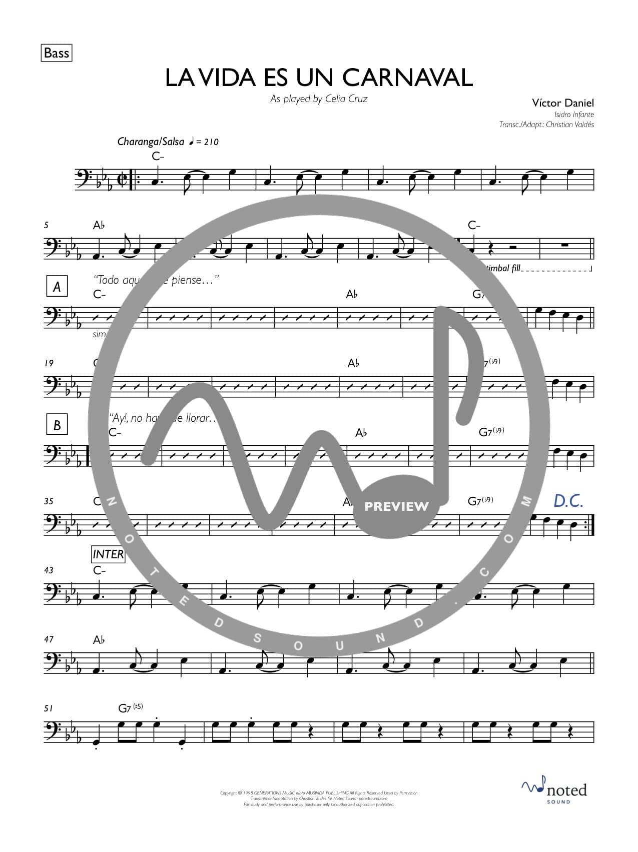 La vida es un carnaval — Bass watermarked preview