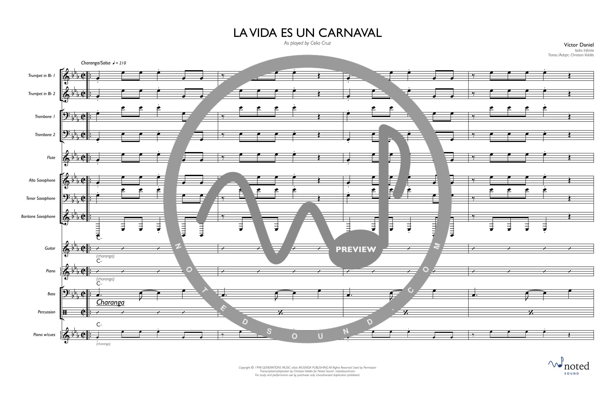 La vida es un carnaval — Full Score (watermarked preview)