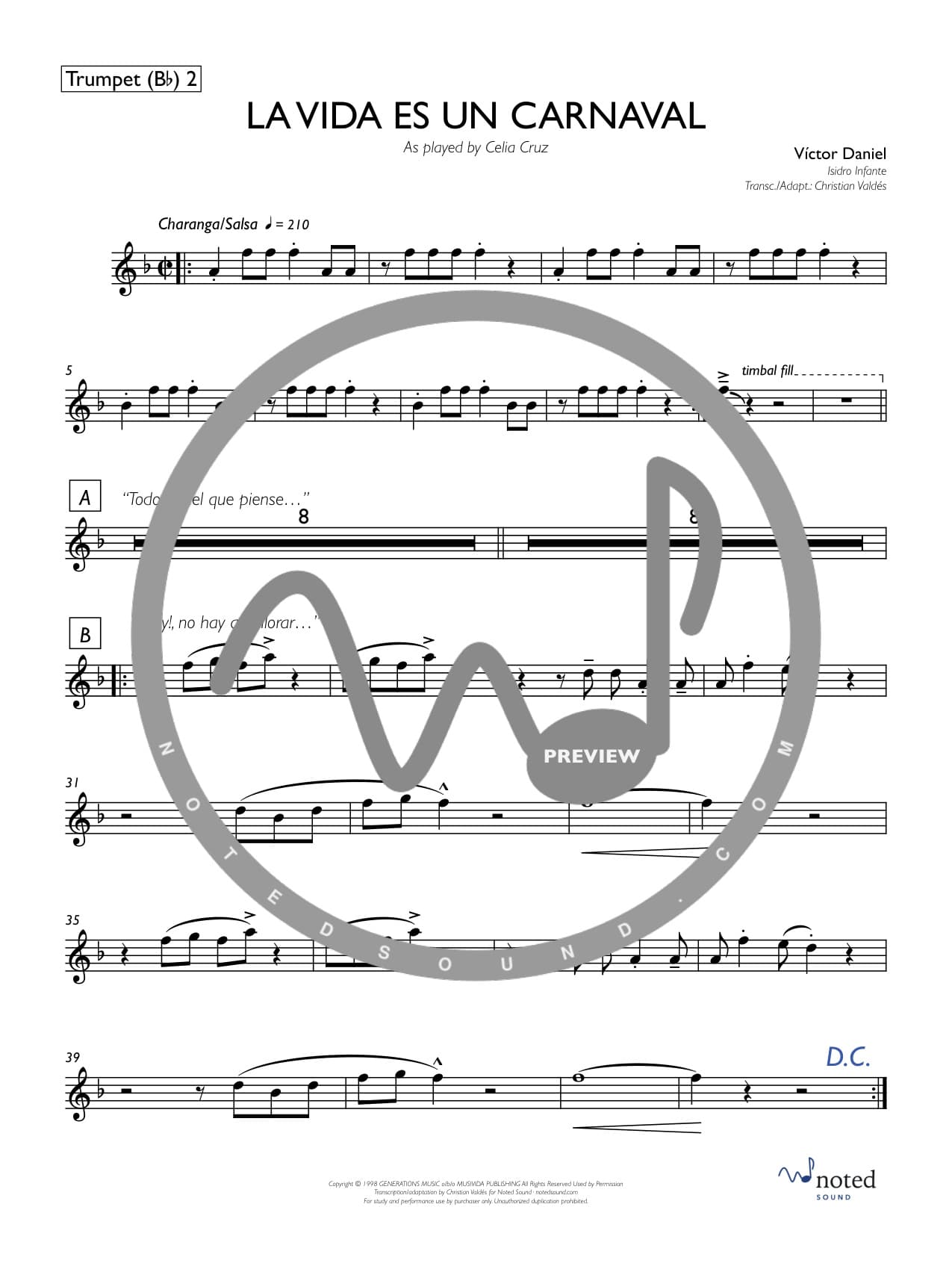 La vida es un carnaval — Trumpet 2