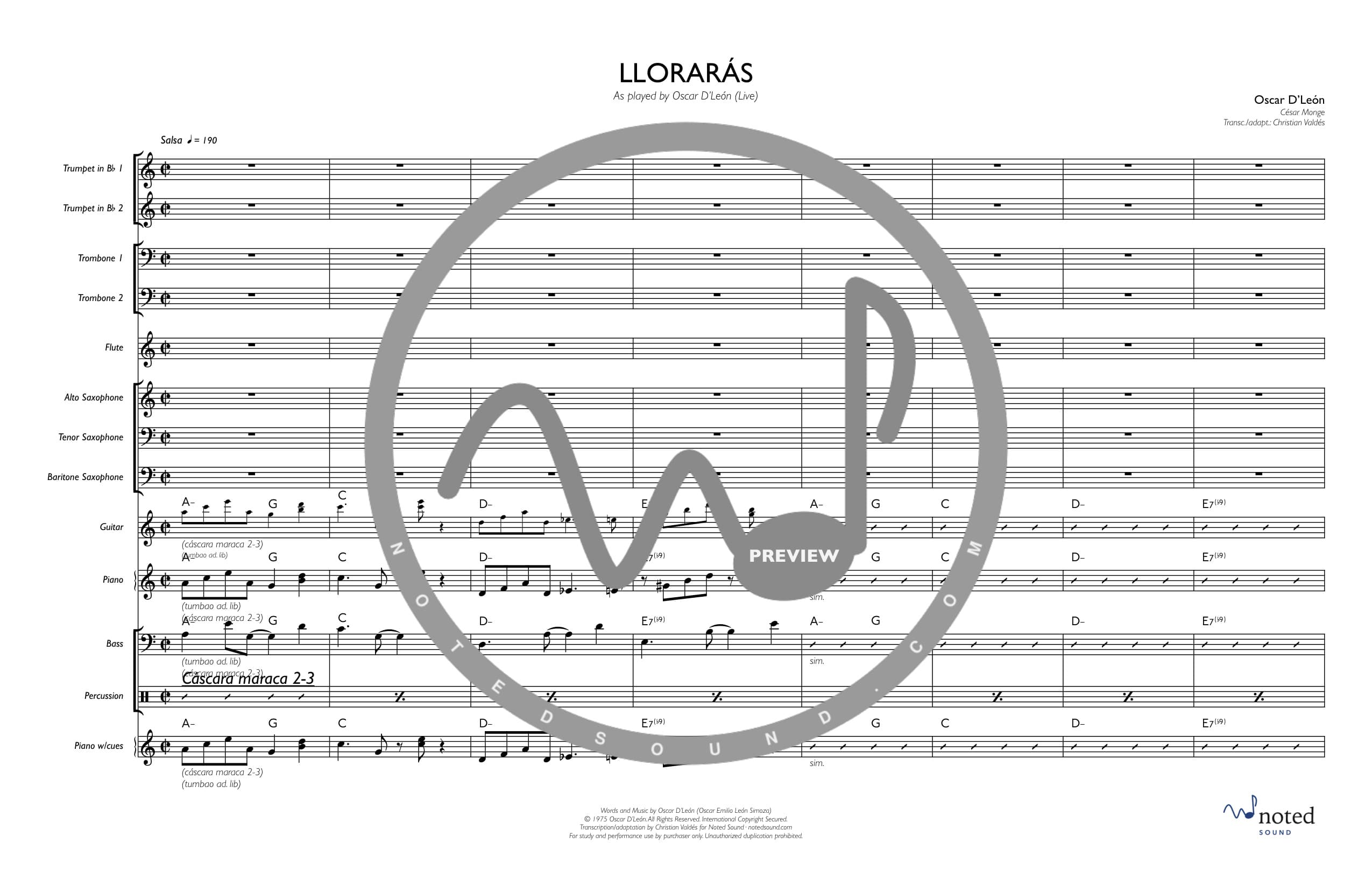 Llorarás — Full Score (watermarked preview)