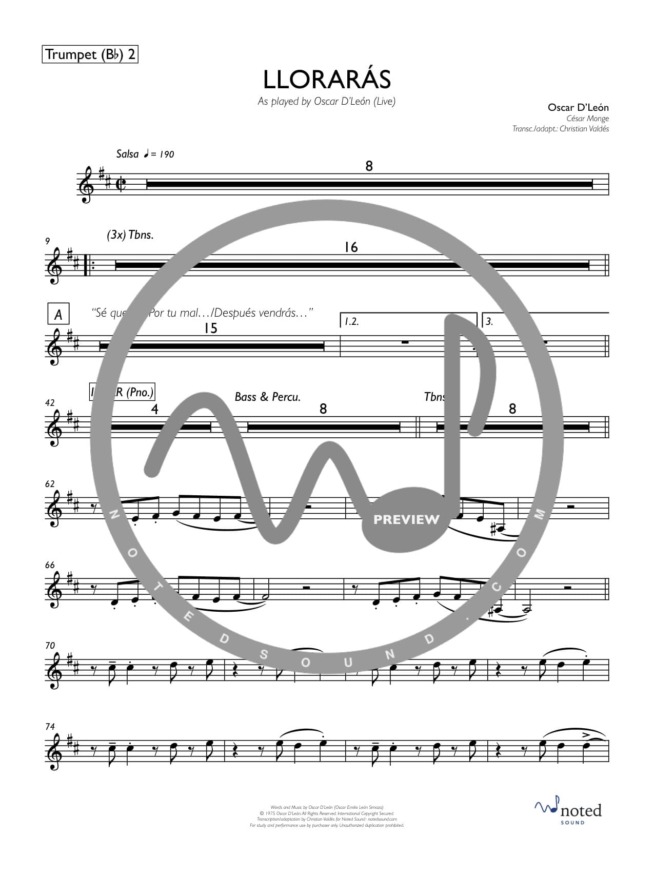 Llorarás — Trumpet 2