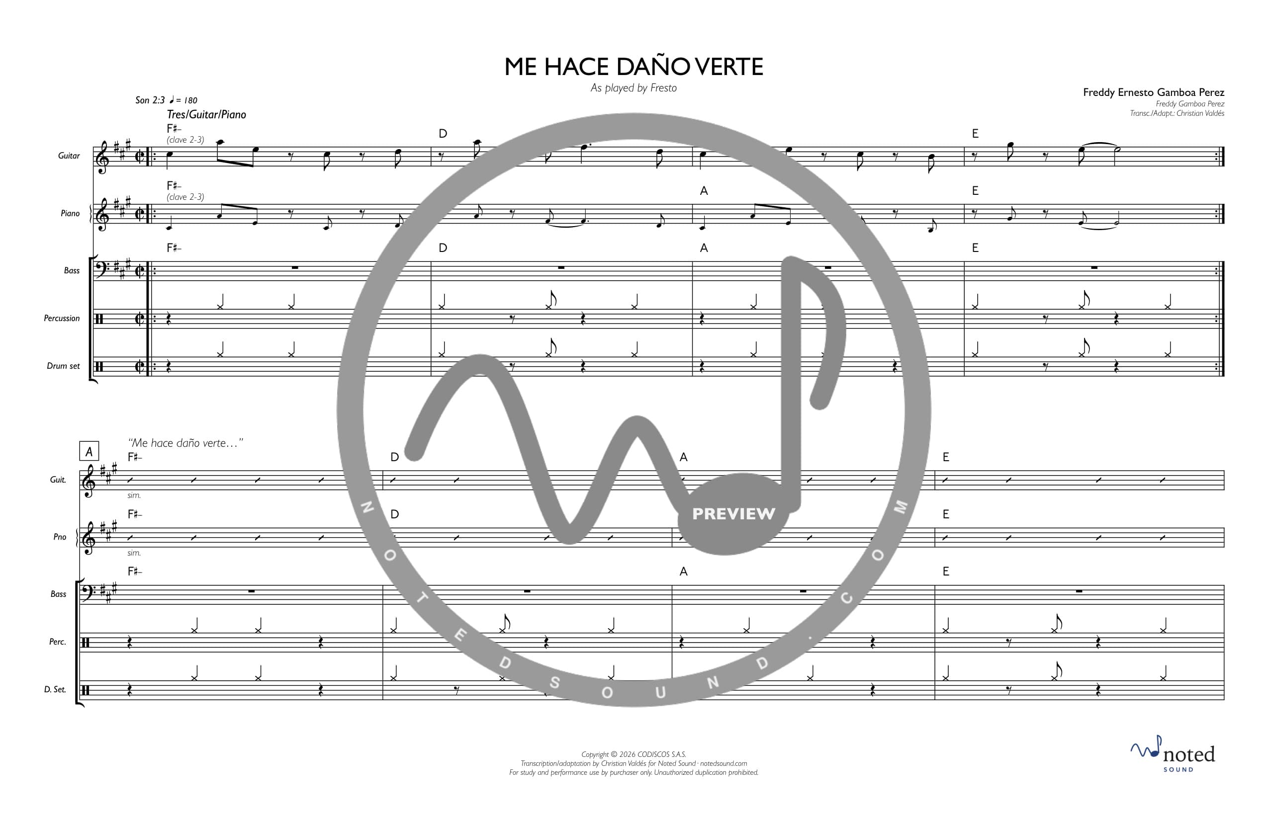 Me Hace Daño Verte — Full Score (watermarked preview)