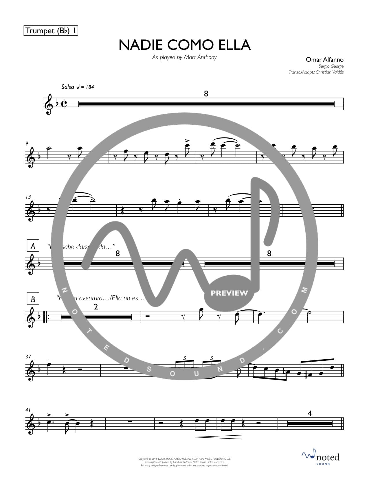 Nadie Como Ella — Trumpet 1