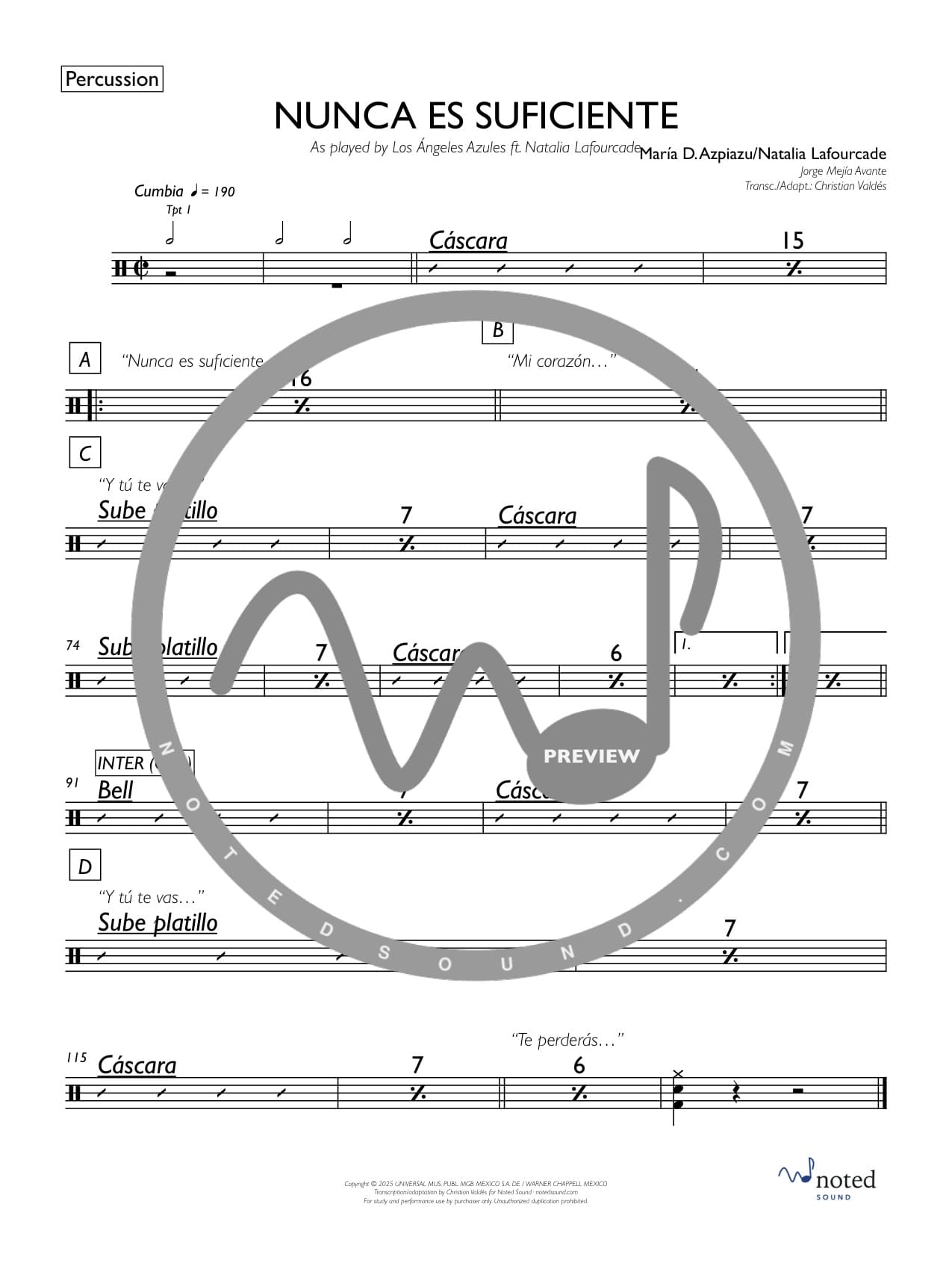 Nunca es suficiente — Percussion watermarked preview