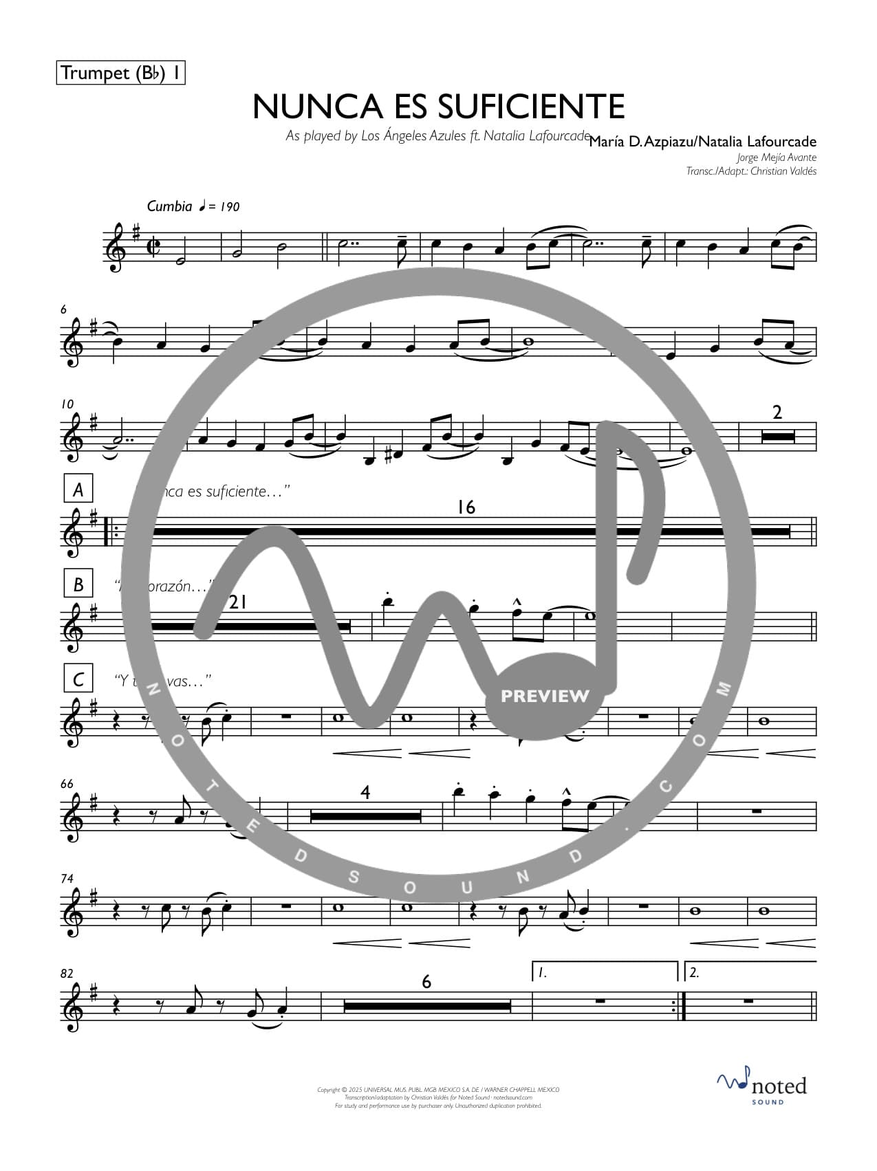 Nunca es suficiente — Trumpet 1