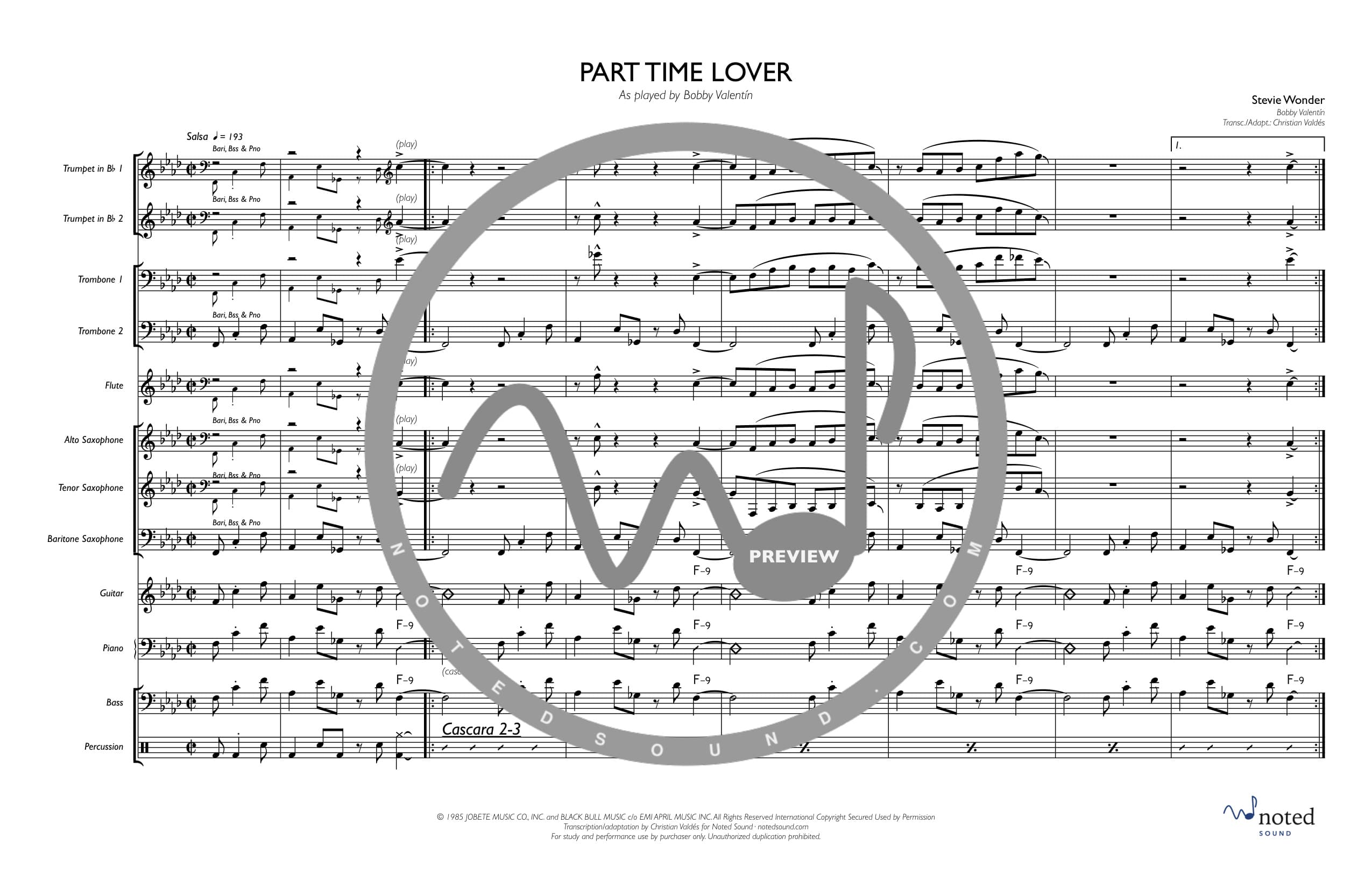 Part Time Lover — Full Score (watermarked preview)