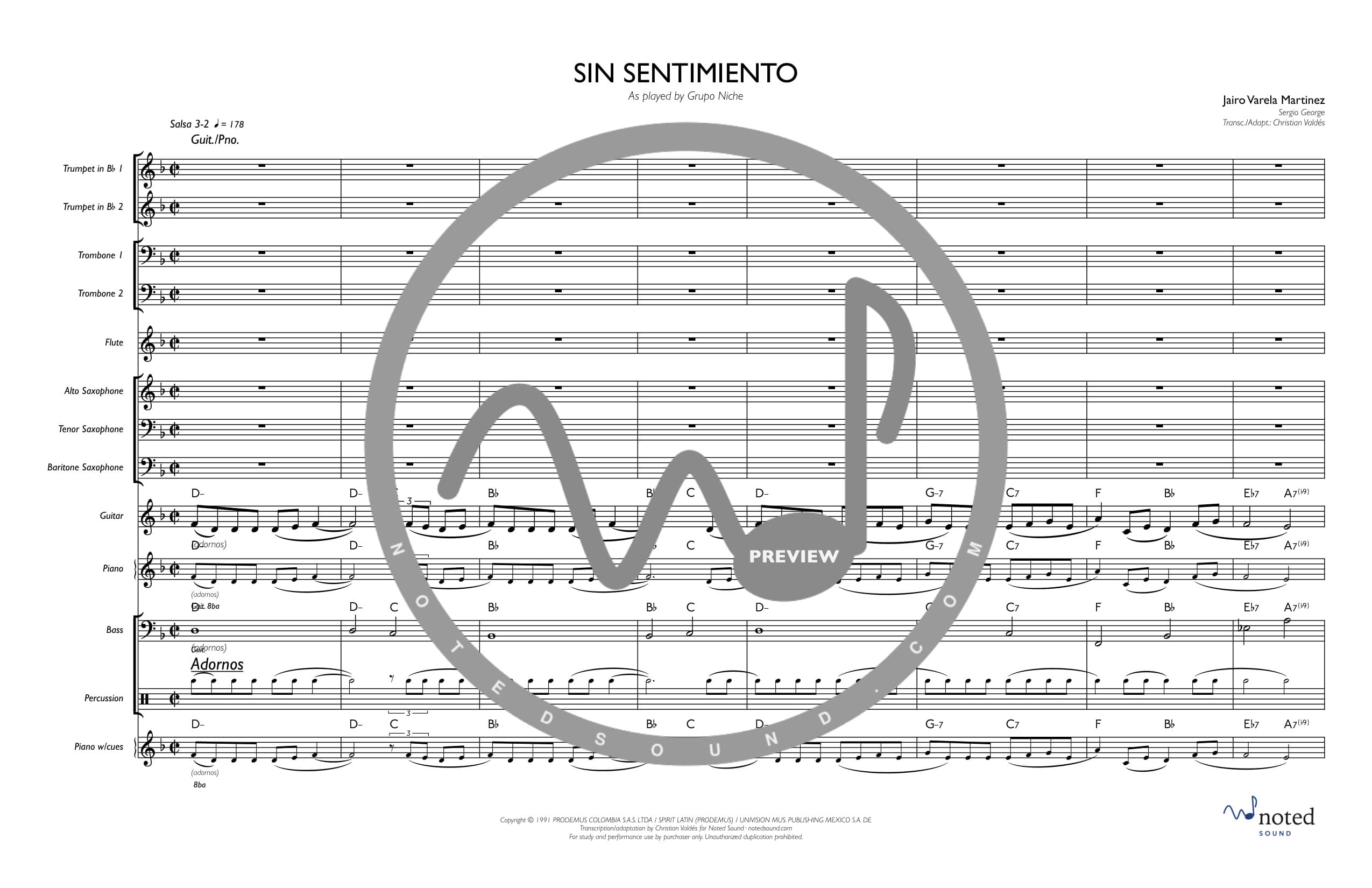 Sin sentimiento — Full Score (watermarked preview)