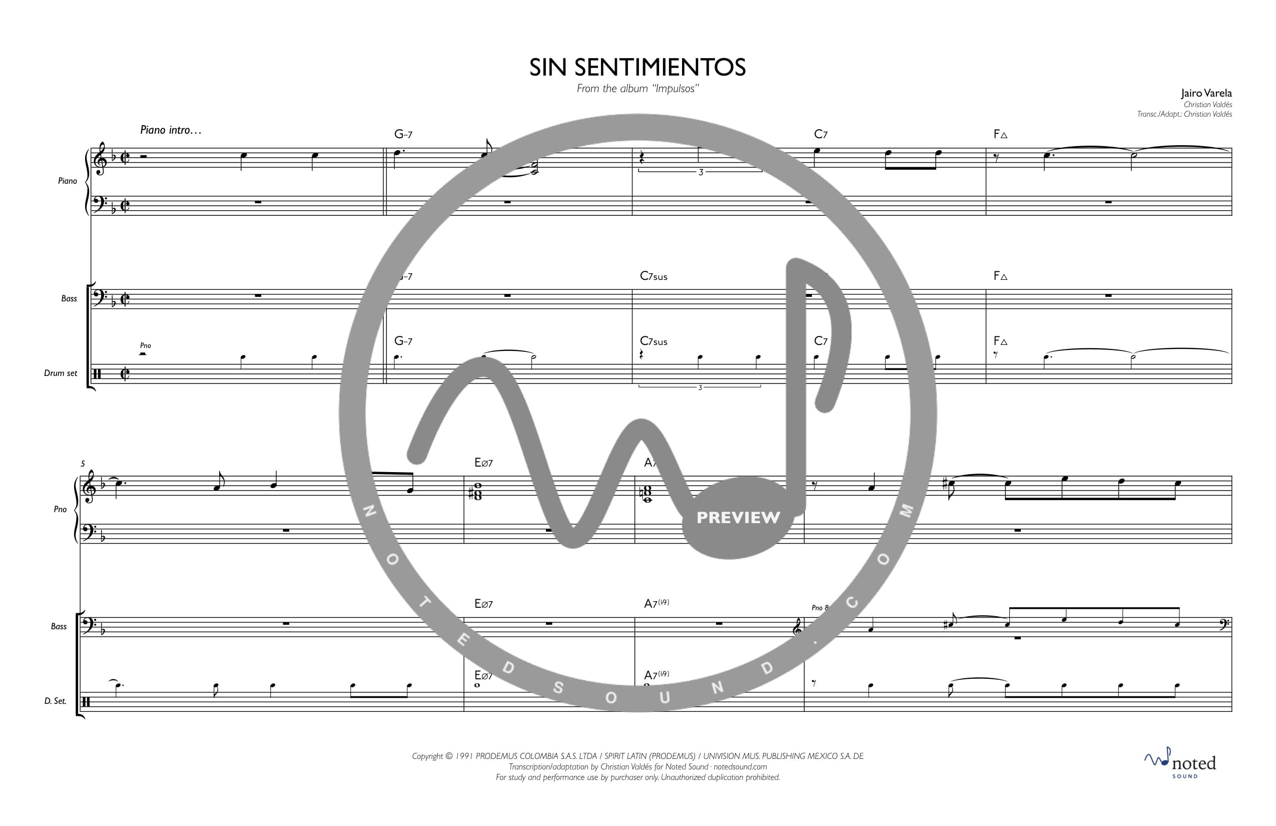 Sin Sentimientos — Full Score (watermarked preview)