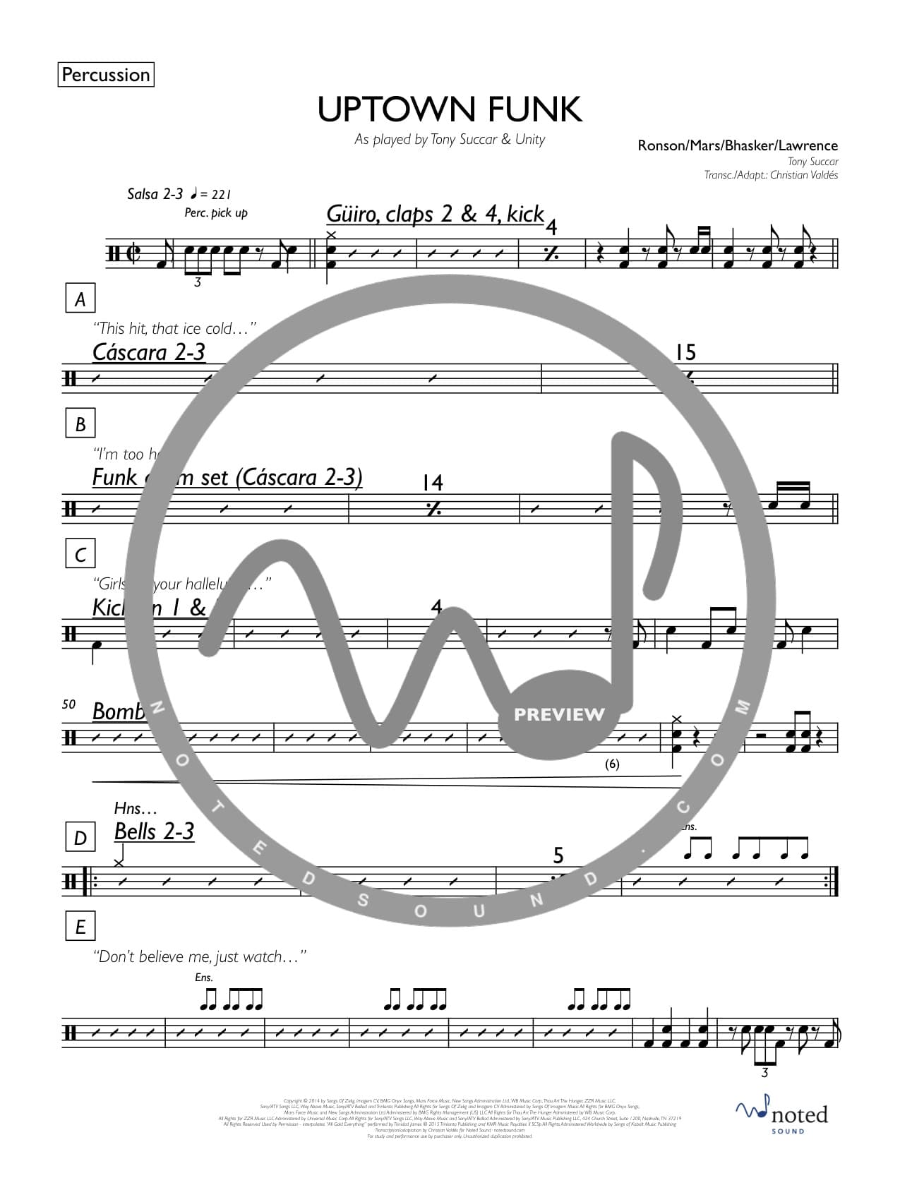 Uptown Funk — Percussion watermarked preview