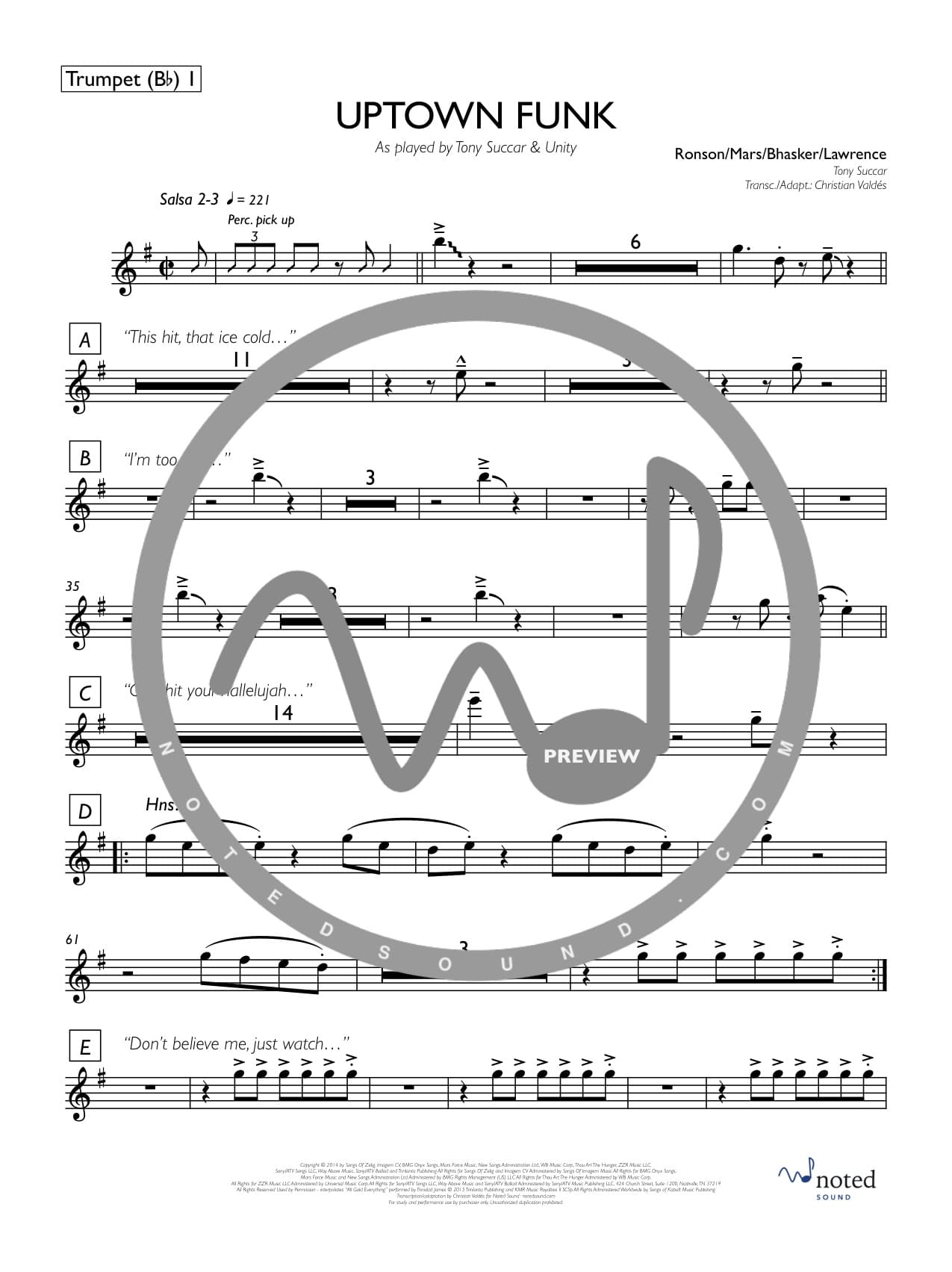 Uptown Funk — Trumpet 1
