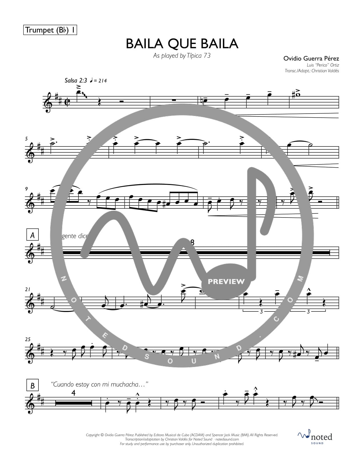 Baila Que Baila — Trumpet in B♭ 1