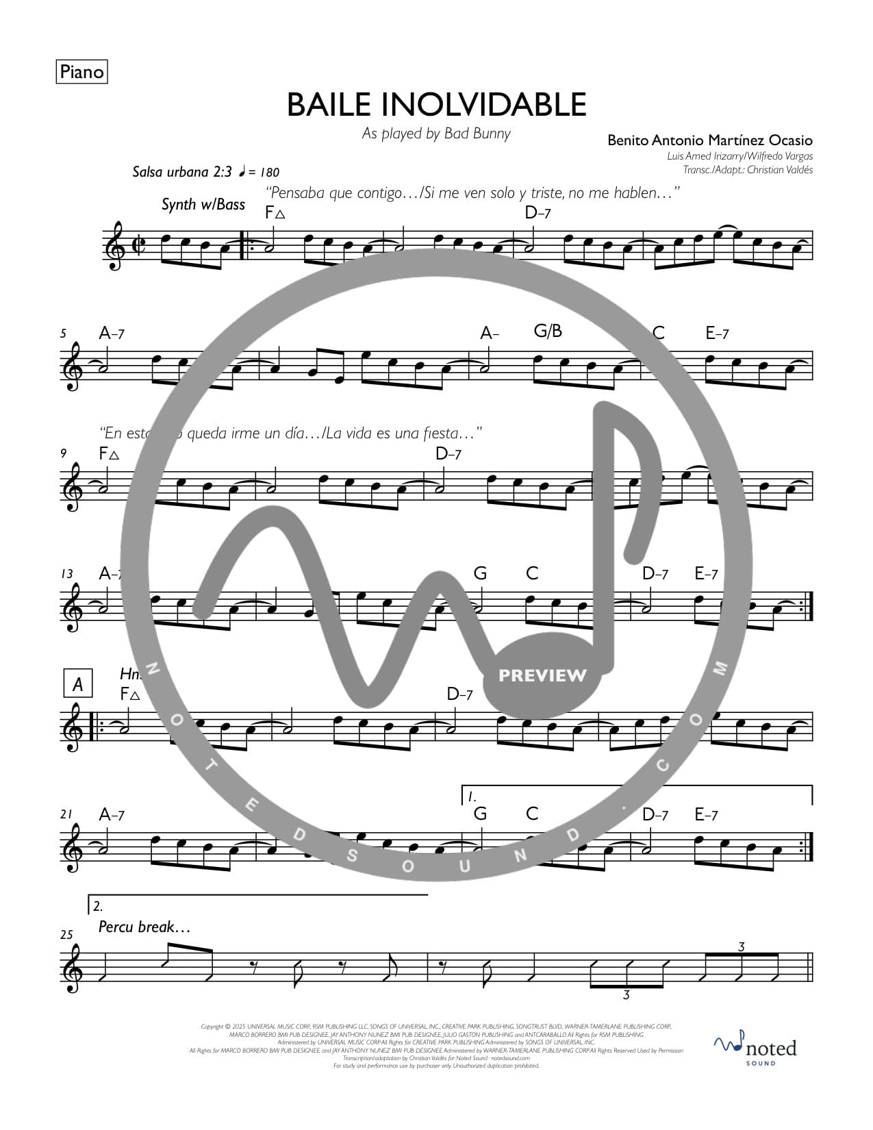 Baile Inolvidable — Piano watermarked preview