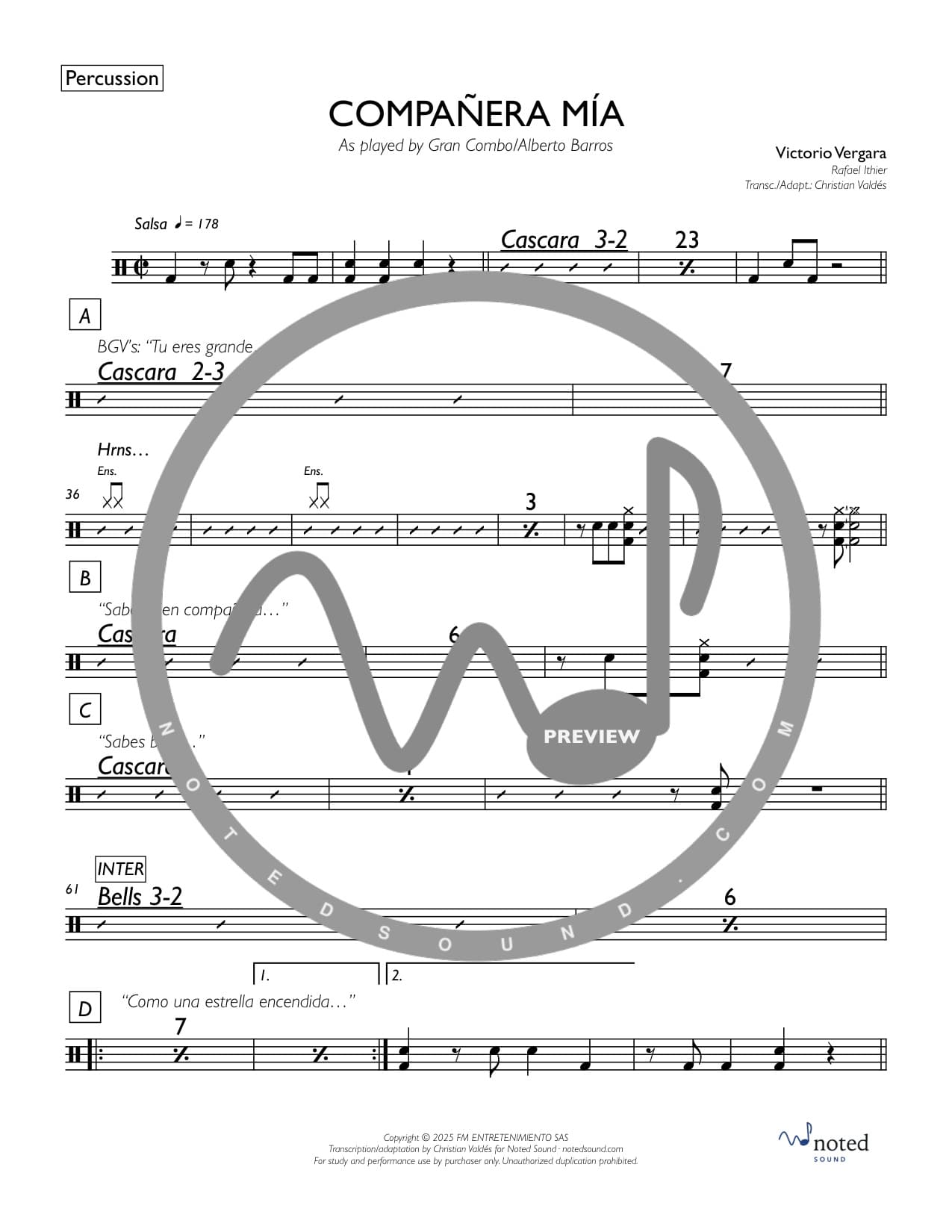 Compañera Mía — Percussion watermarked preview