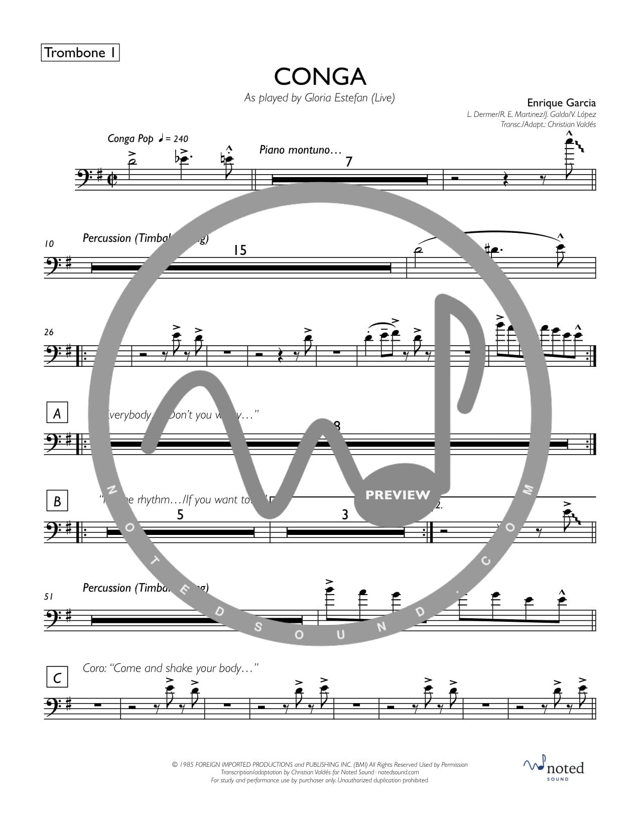 Conga (Live) — Trombone 1