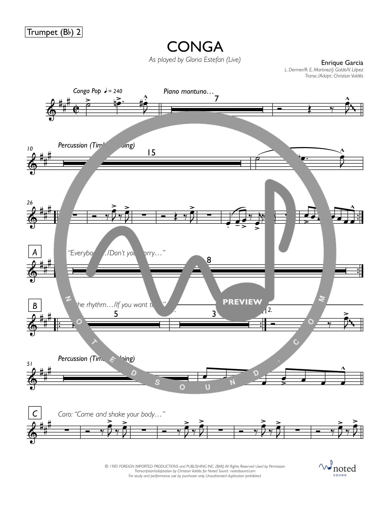 Conga (Live) — Trumpet in B♭ 2