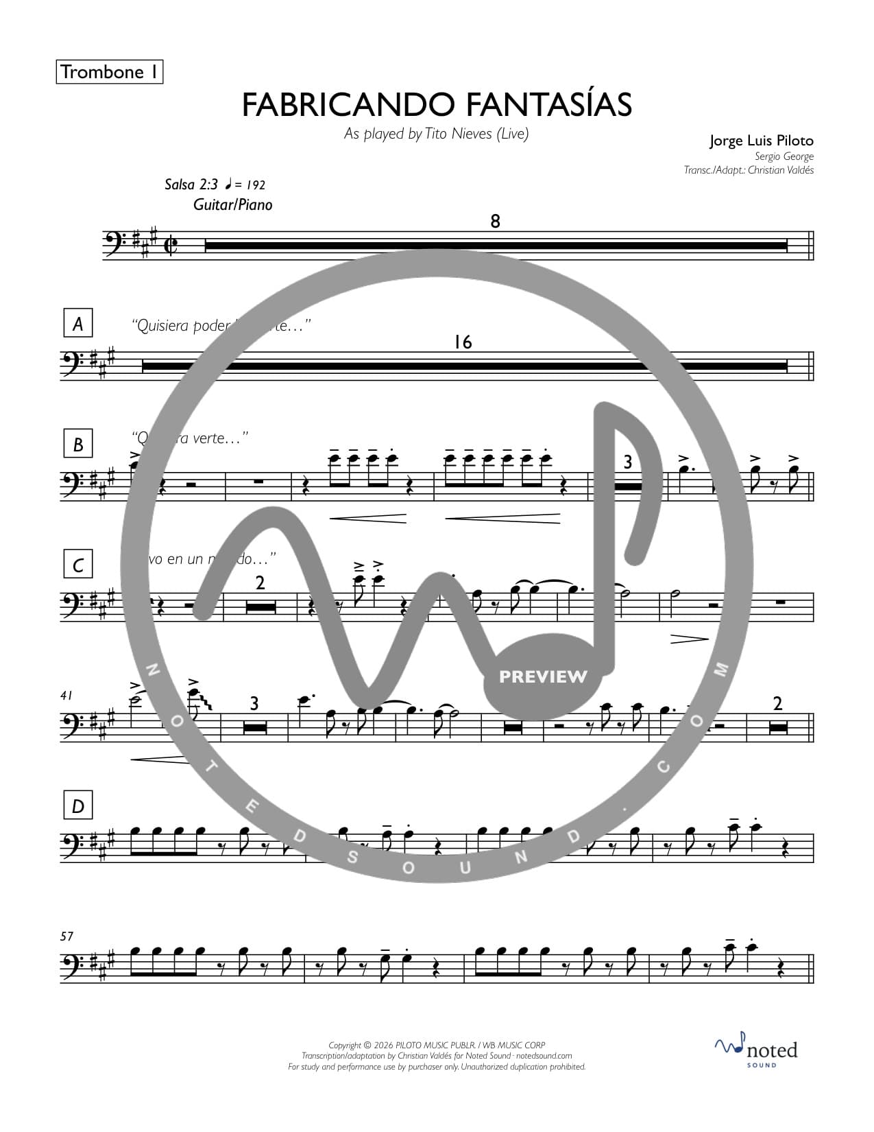 Fabricando Fantasías (Live) — Trombone 1