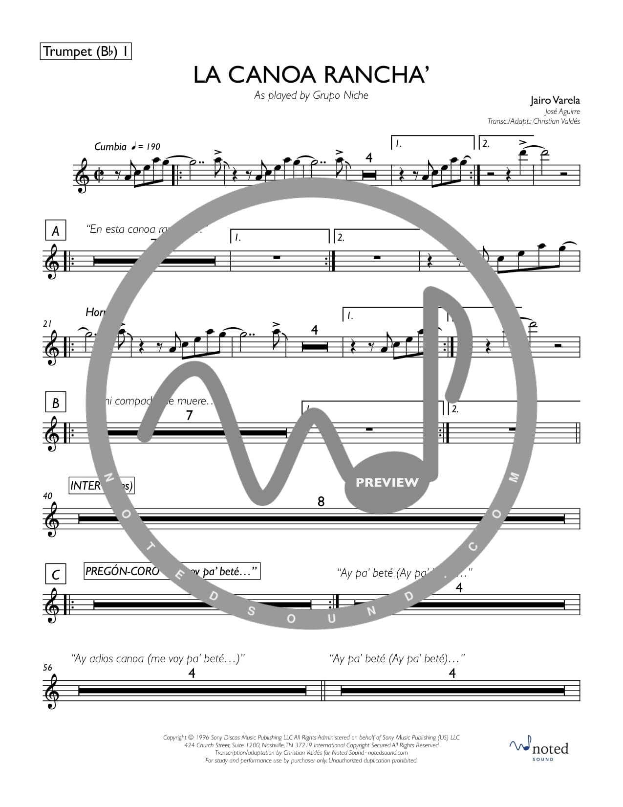 La Canoa Rancha' — Trumpet in B♭ 1