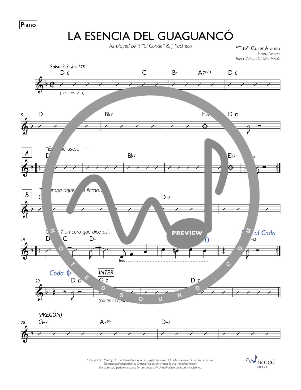 La Esencia del Guaguancó — Piano watermarked preview