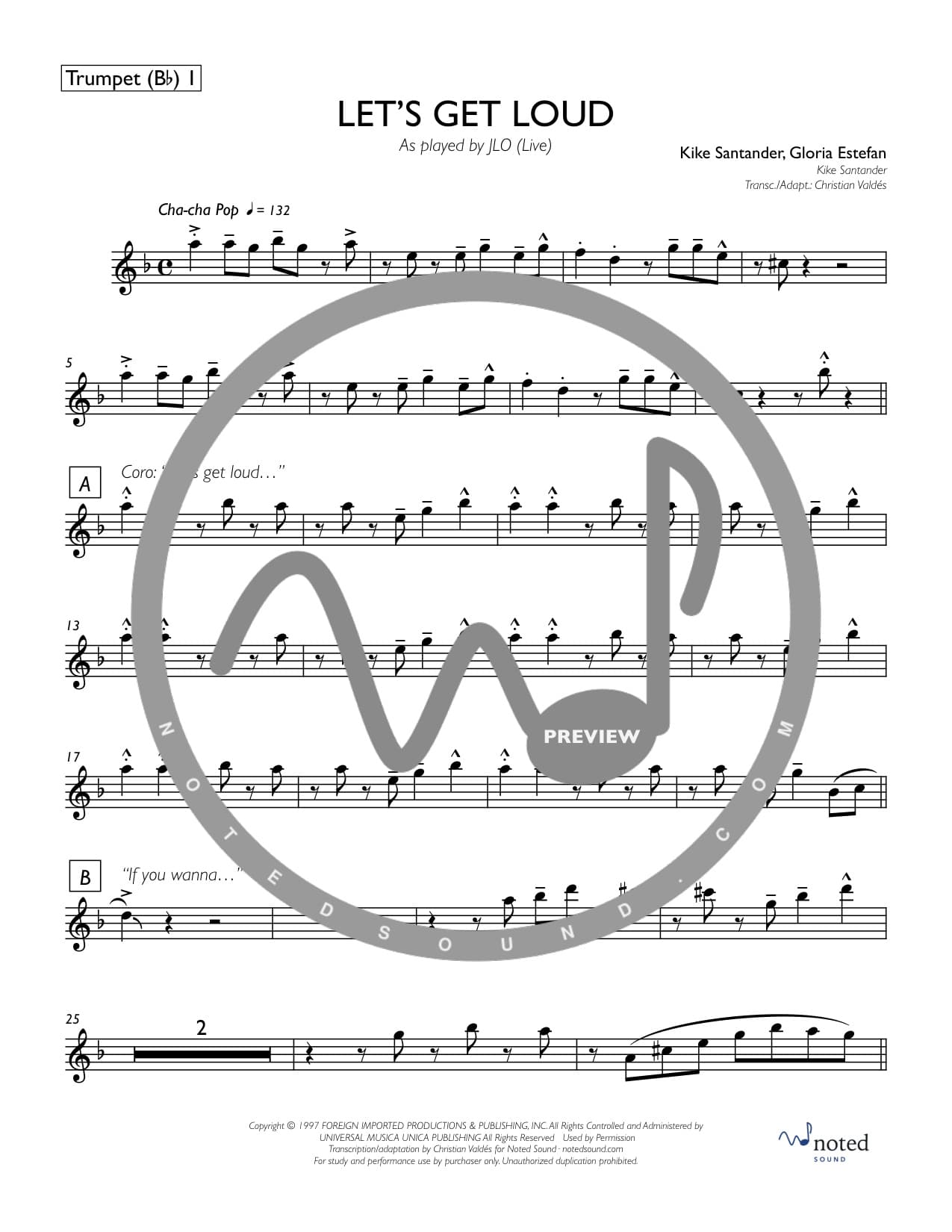 Let's Get Loud — Trumpet in B♭ 1