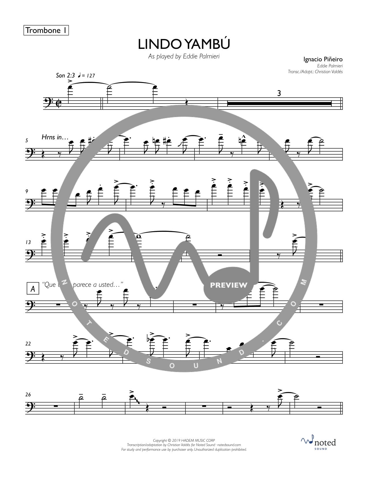 Lindo Yambú — Trombone 1