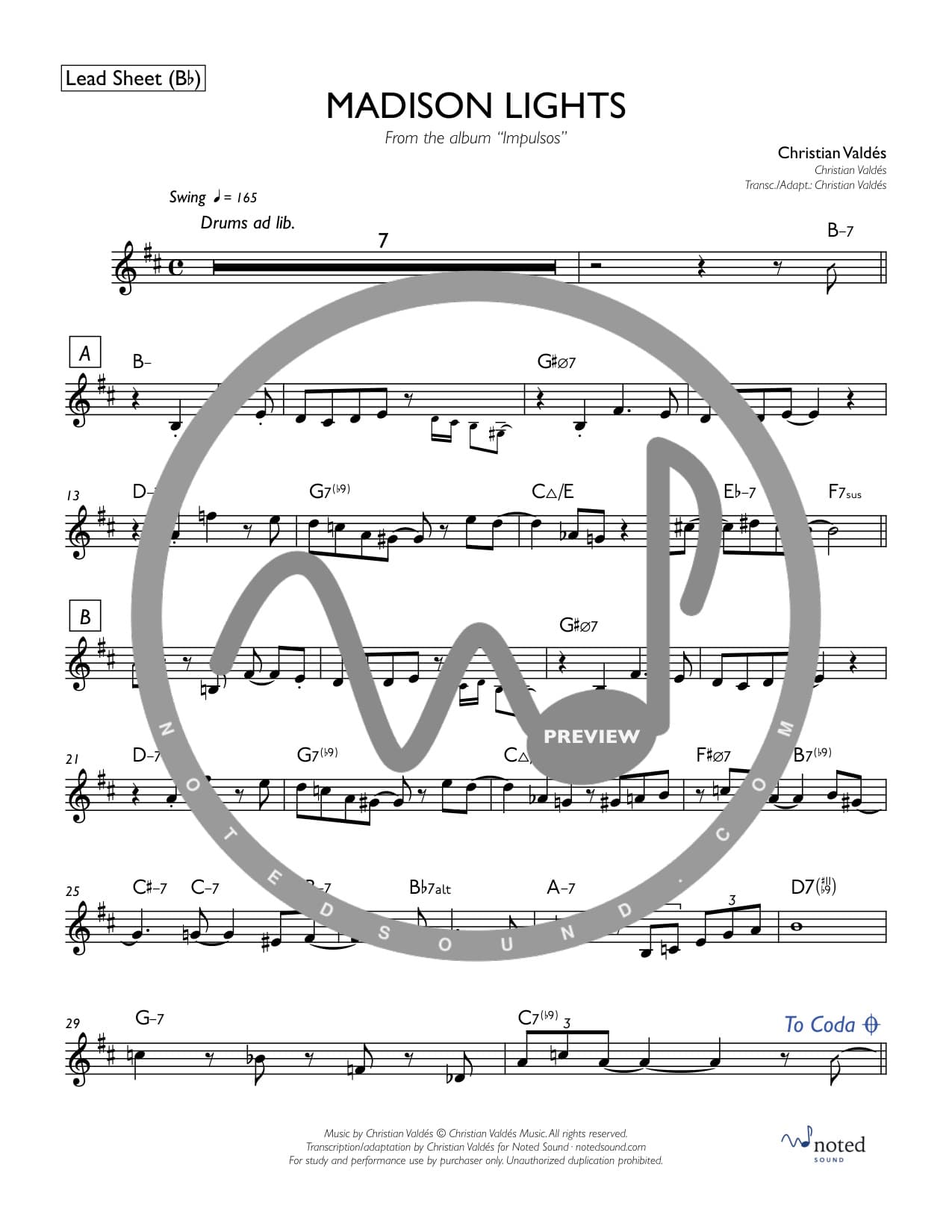 Madison Lights — Lead Sheet (B♭)
