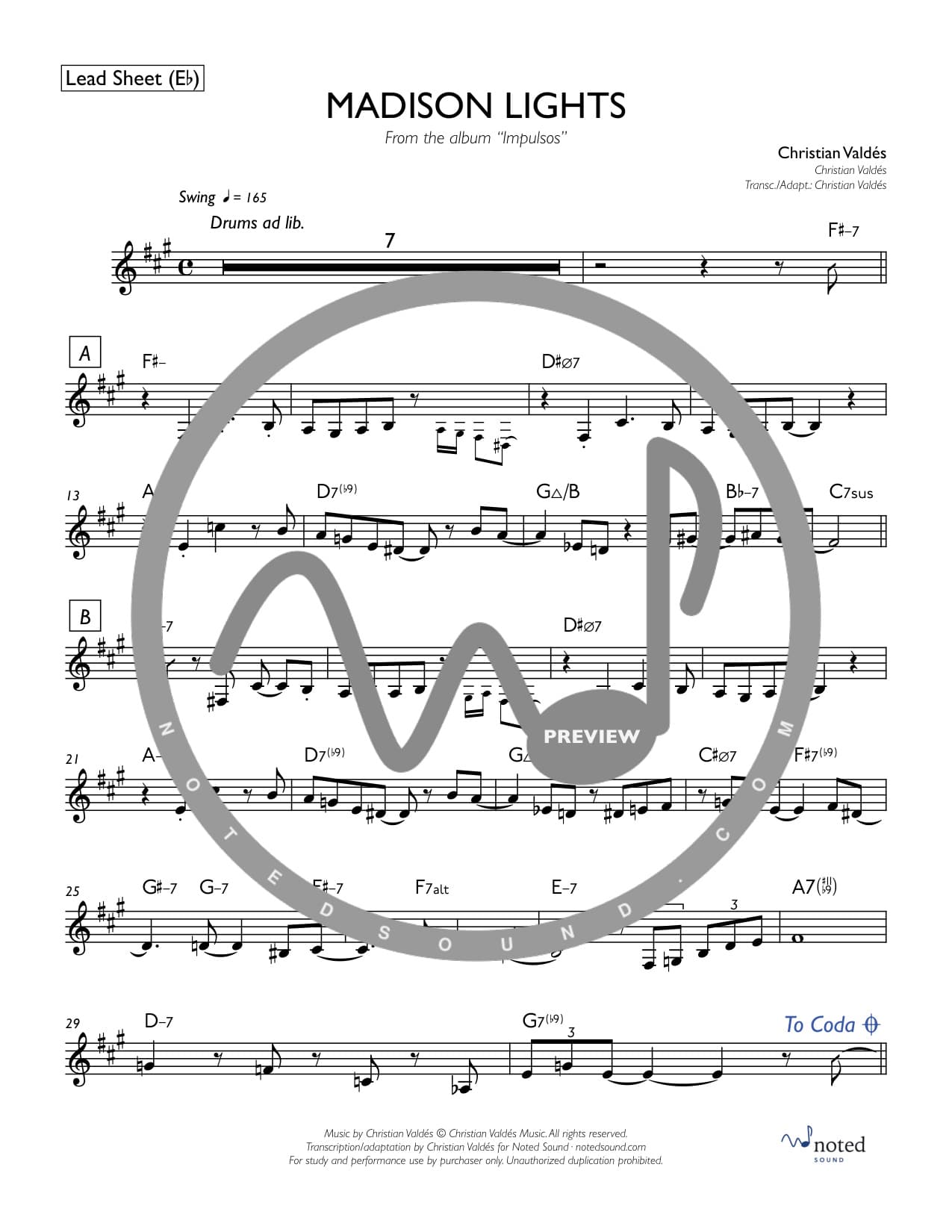 Madison Lights — Lead Sheet (E♭) watermarked preview