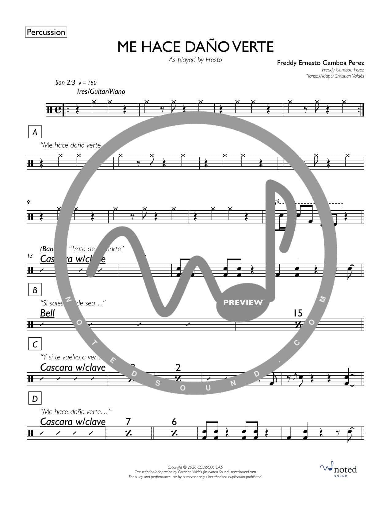 Me Hace Daño Verte — Percussion