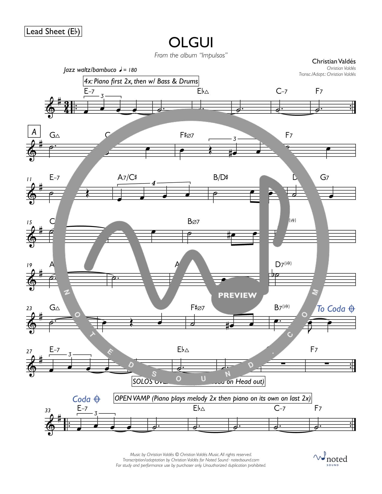 Olgui — Lead Sheet (E♭) watermarked preview