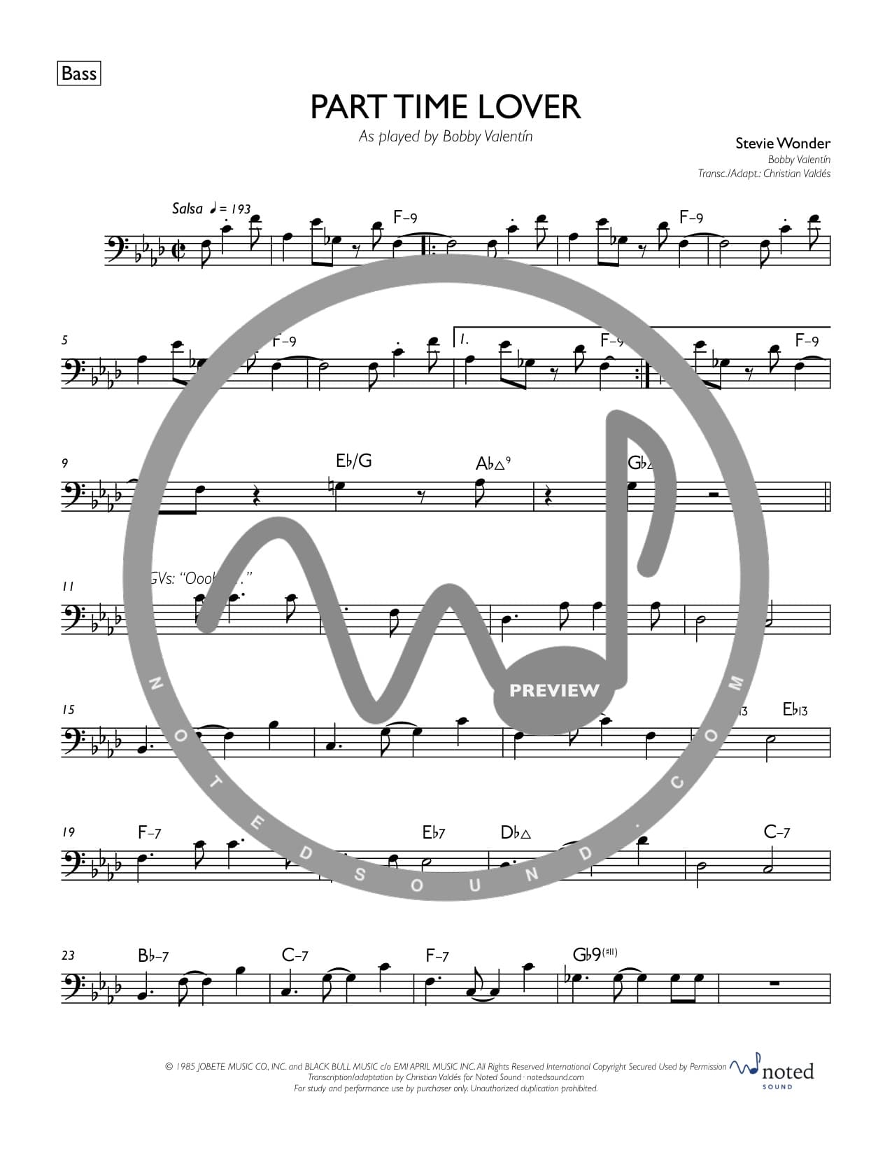 Part Time Lover — Bass watermarked preview