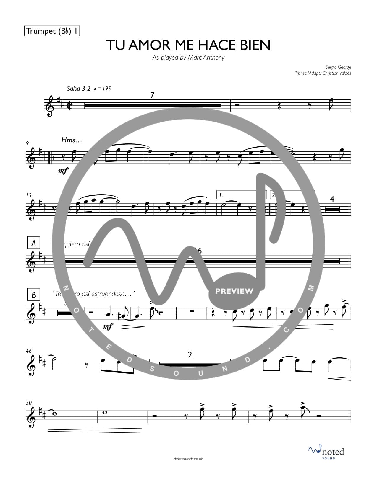 Tu Amor Me Hace Bien — Trumpet in B♭ 1 watermarked preview
