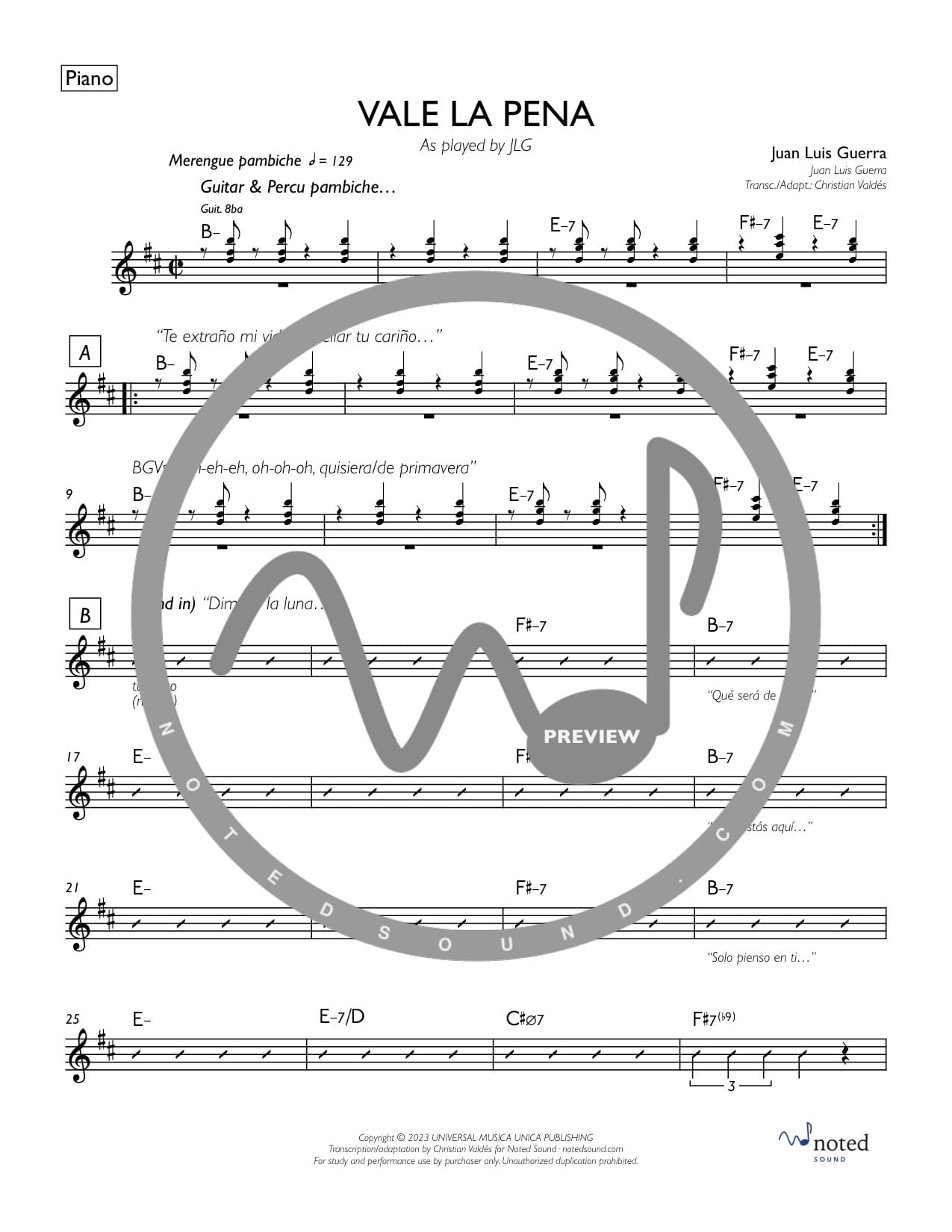 Vale La Pena — Piano watermarked preview