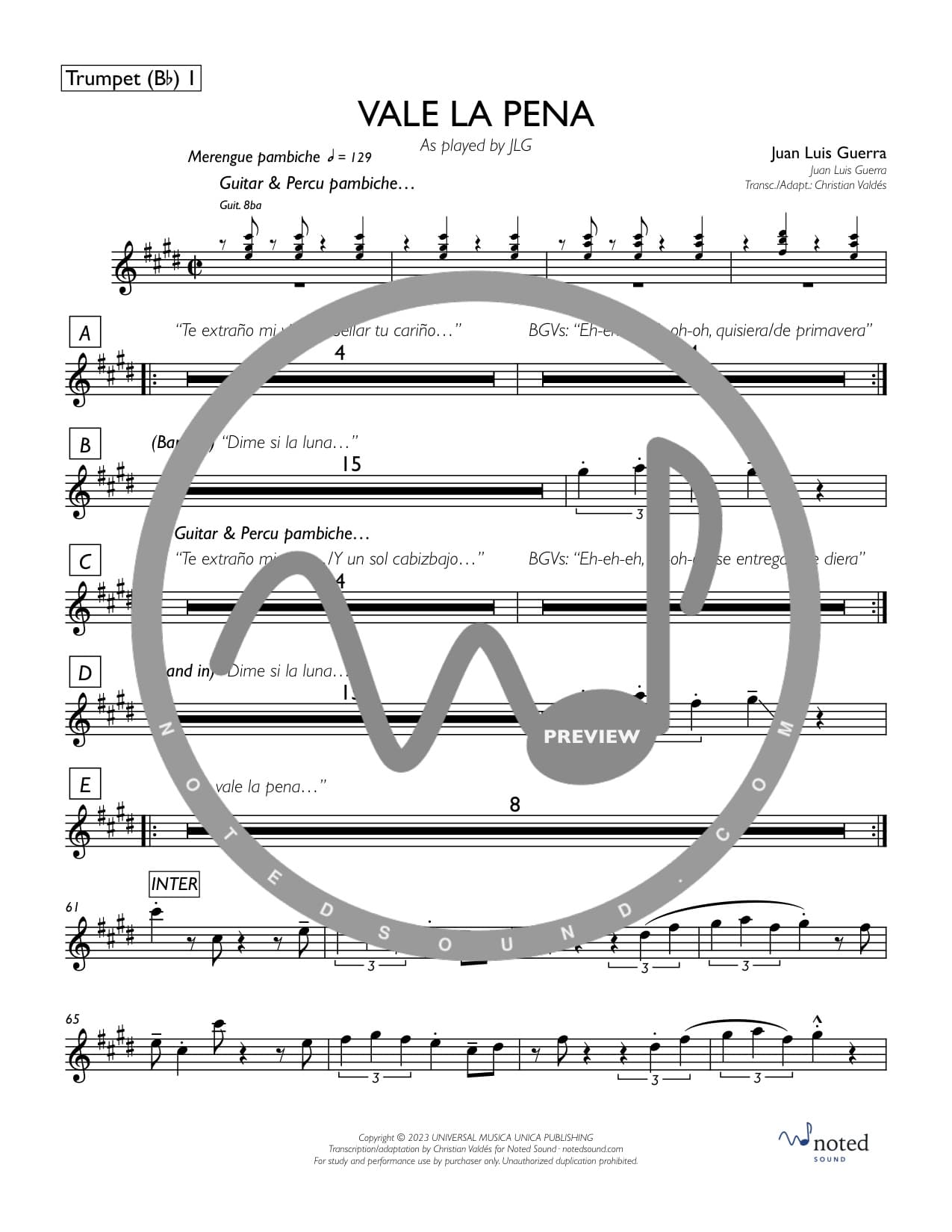 Vale La Pena — Trumpet in B♭ 1