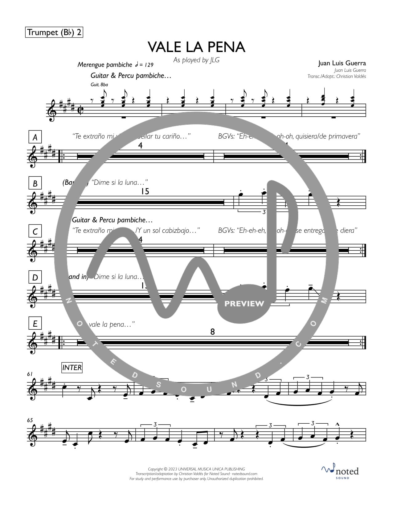Vale La Pena — Trumpet in B♭ 2